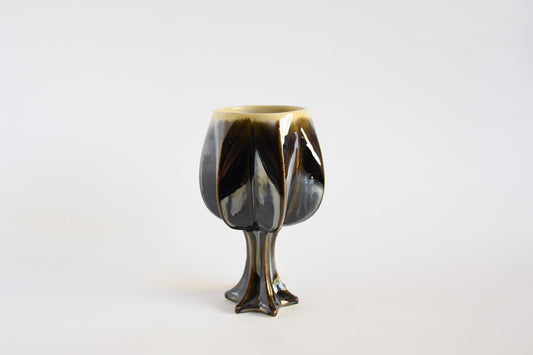 Handmade ceramic kiddush cup titled 'Stemmed Kiddush Cup - Rainbow' – modern Judaica by Feldi Studios