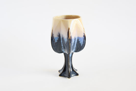 SECOND | Stemmed Kiddush Cup - Blue Drip