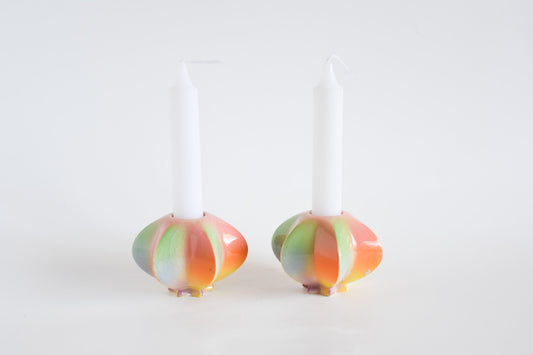 SECOND | Shabbat Candle Pair - Rainbow