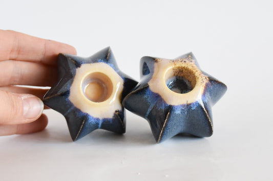 SECOND | Shabbat Candle Pair - Blue Drip