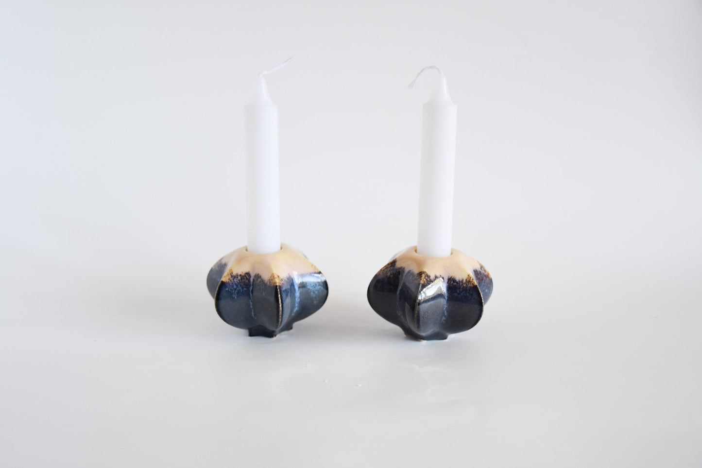SECOND | Shabbat Candle Pair - Gold and Blue