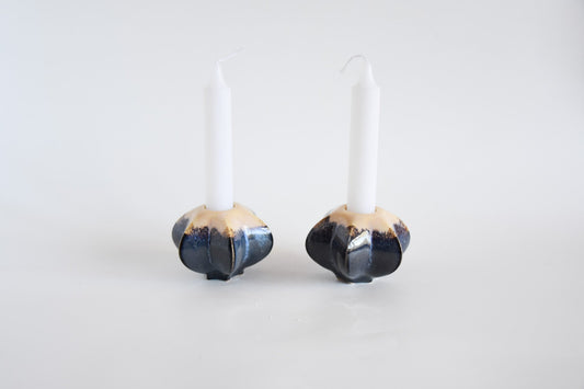 SECOND | Shabbat Candle Pair - Gold and Blue