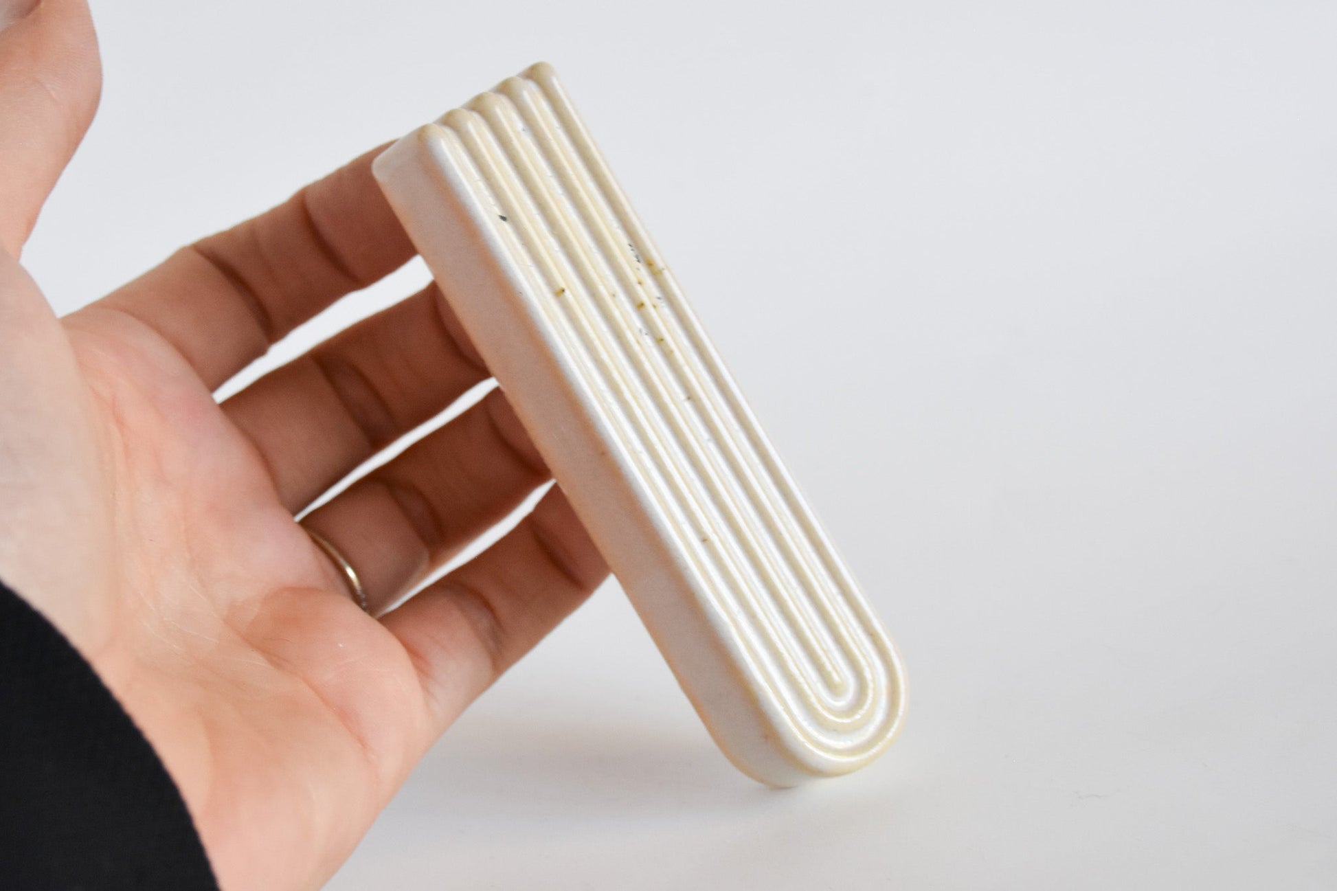 Handmade ceramic mezuzah titled 'Arch Mezuzah - Sunshine Fade' – modern Judaica by Feldi Studios