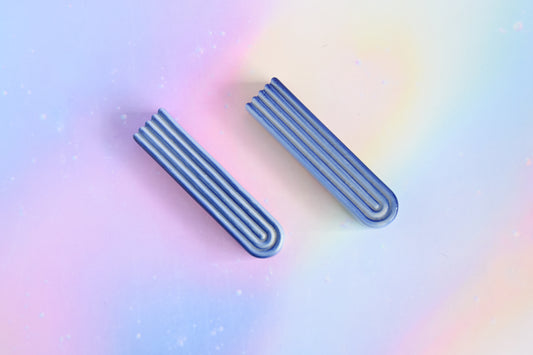 Handmade ceramic mezuzah titled 'Arch Mezuzah - Blue Fade' – modern Judaica by Feldi Studios