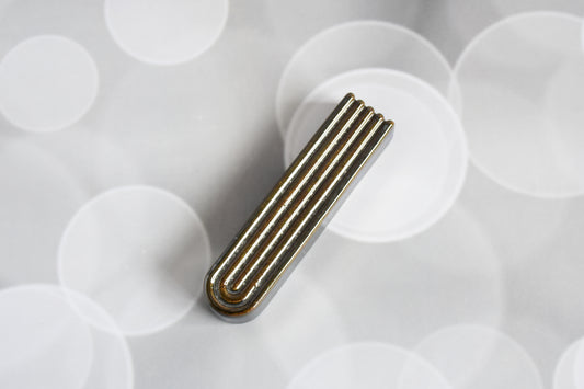 Handmade ceramic mezuzah titled 'Arch Mezuzah - Chrome' – modern Judaica by Feldi Studios