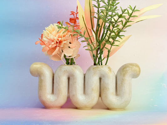 Handmade ceramic vases titled 'Vase - Textured Ivory' – modern Judaica by Feldi Studios