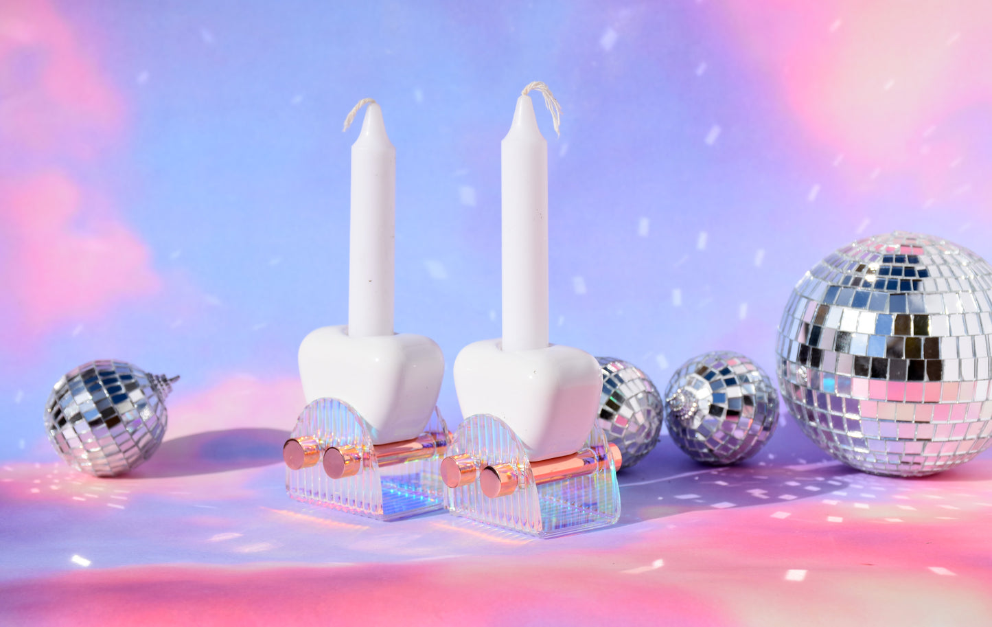 Handmade ceramic shabbat candle titled 'Iridescent Shabbat Candle Holder' – modern Judaica by Feldi Studios