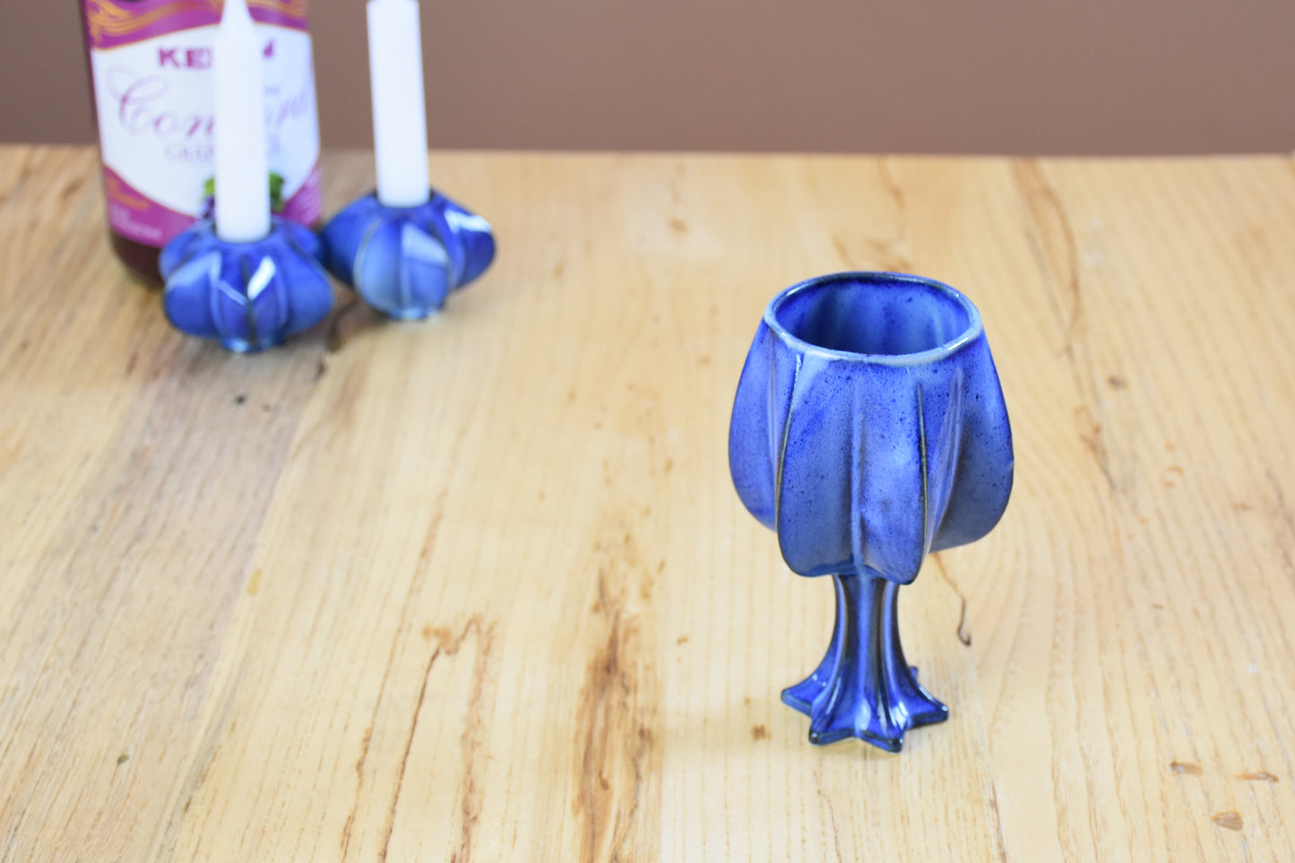 Stemmed Kiddush Cup - Blue