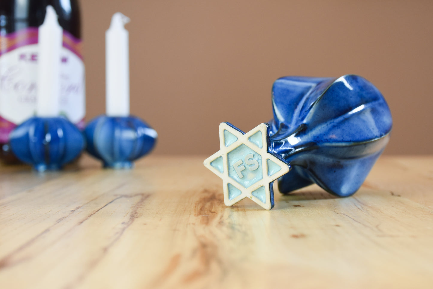 Stemmed Kiddush Cup - Blue