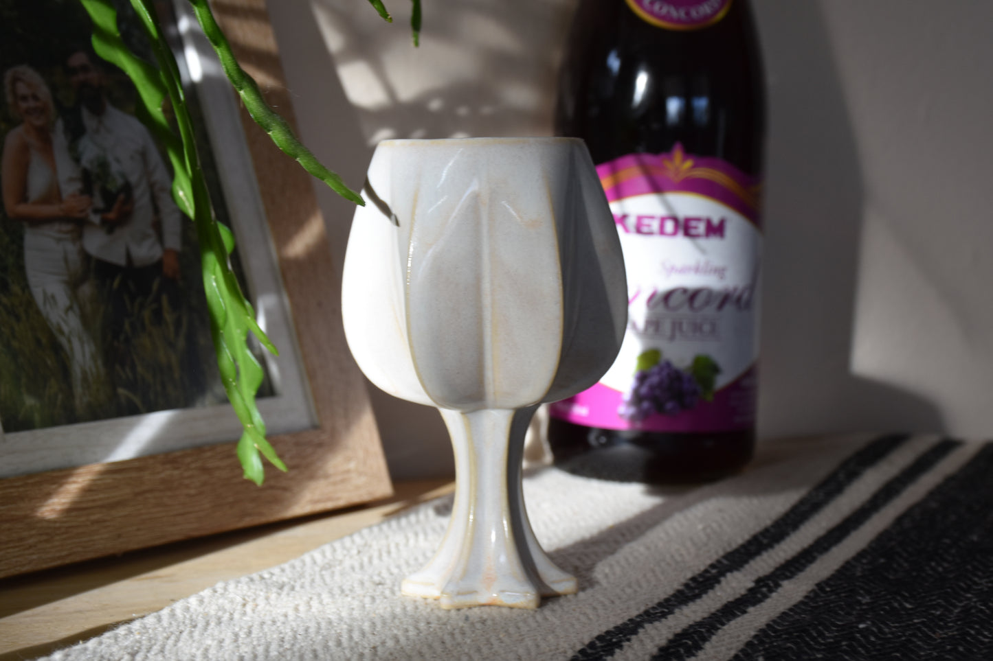 Stemmed Kiddush Cup - Cream