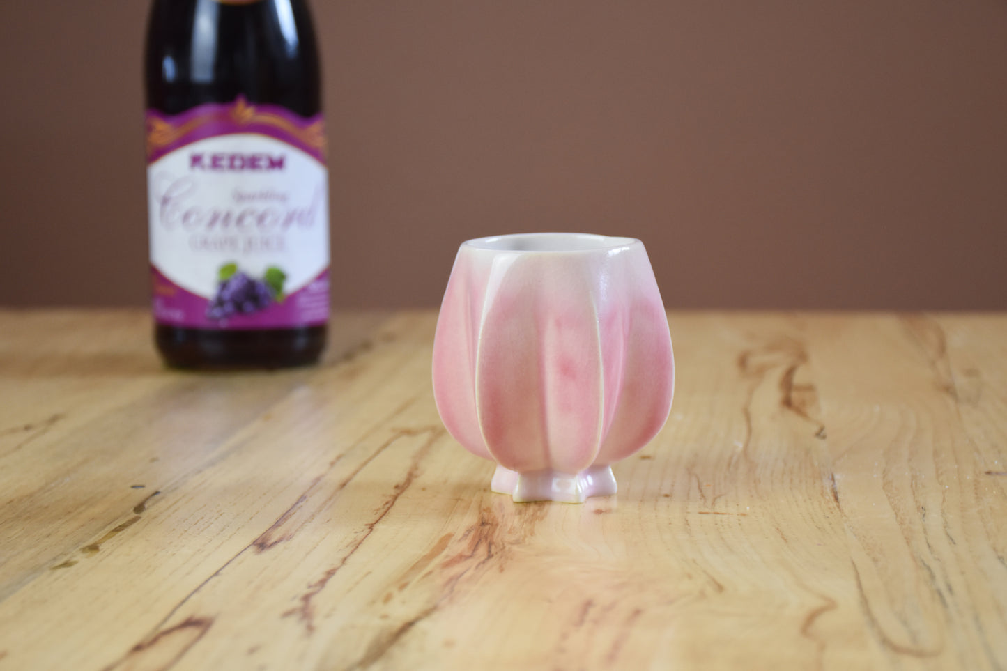 Handmade ceramic kiddush cup titled 'Pom Kiddush Cup - Blush' – modern Judaica by Feldi Studios