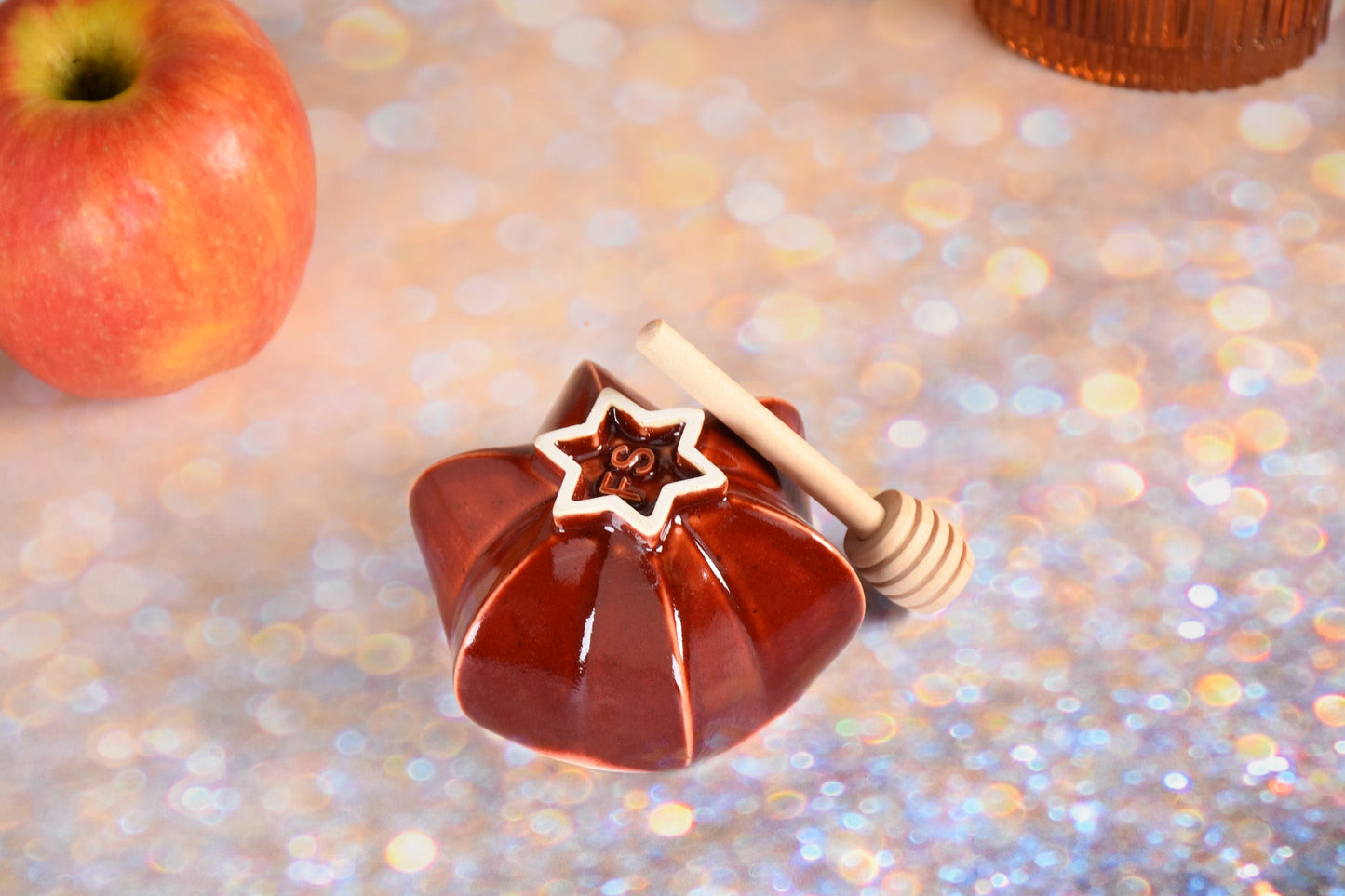 Rosh Hashanah Pom Honey Pot - Pomegranate