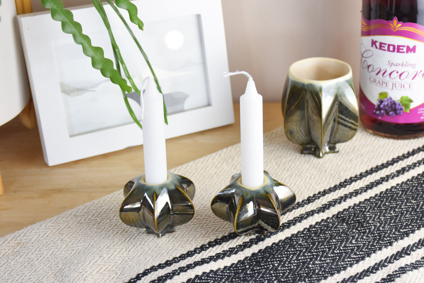 Shabbat Candle Pair - Chrome
