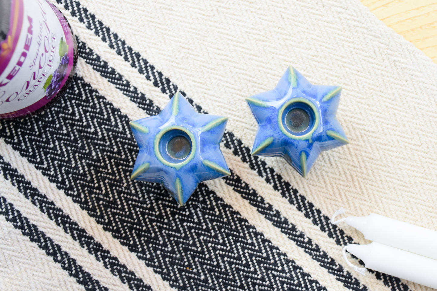 Shabbat Candle Pair - Periwinkle