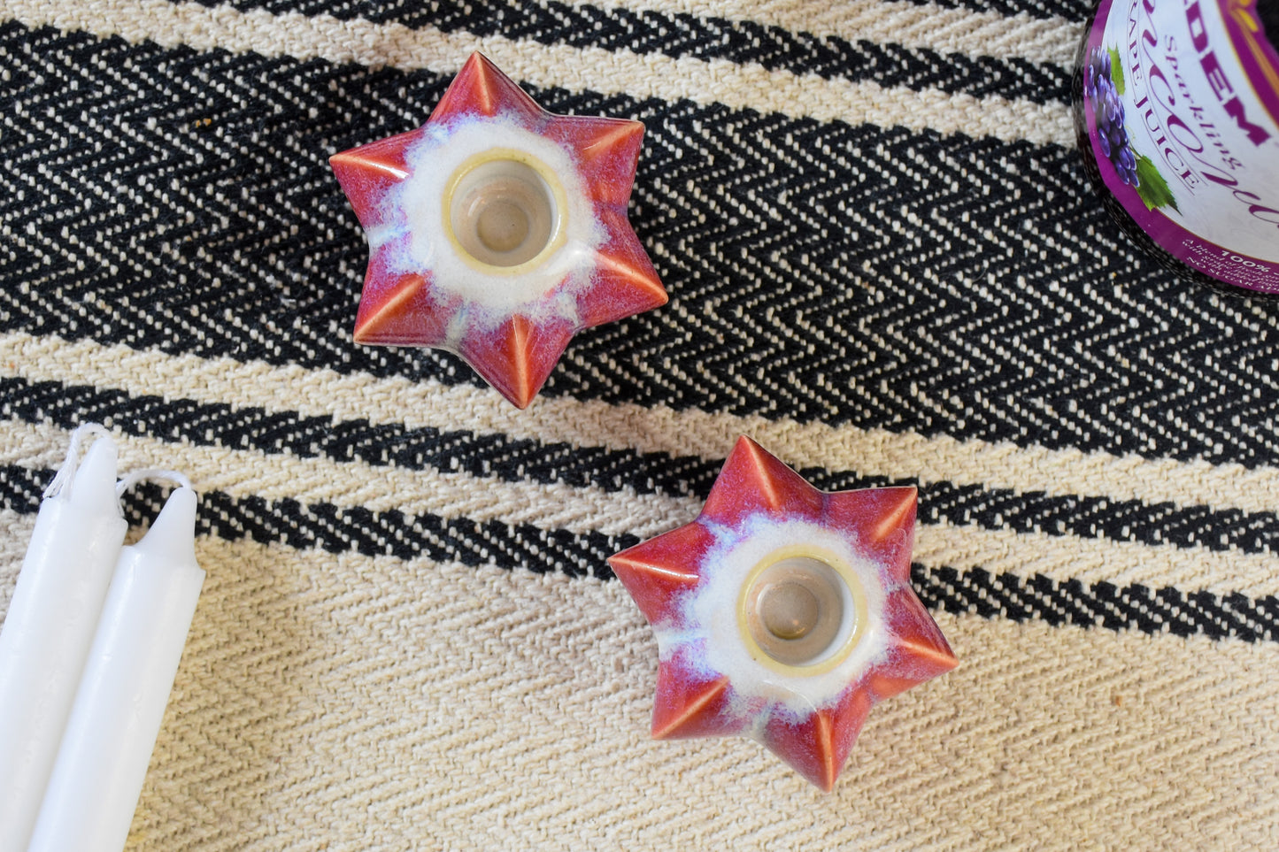 Shabbat Candle Pair - Pomegranate