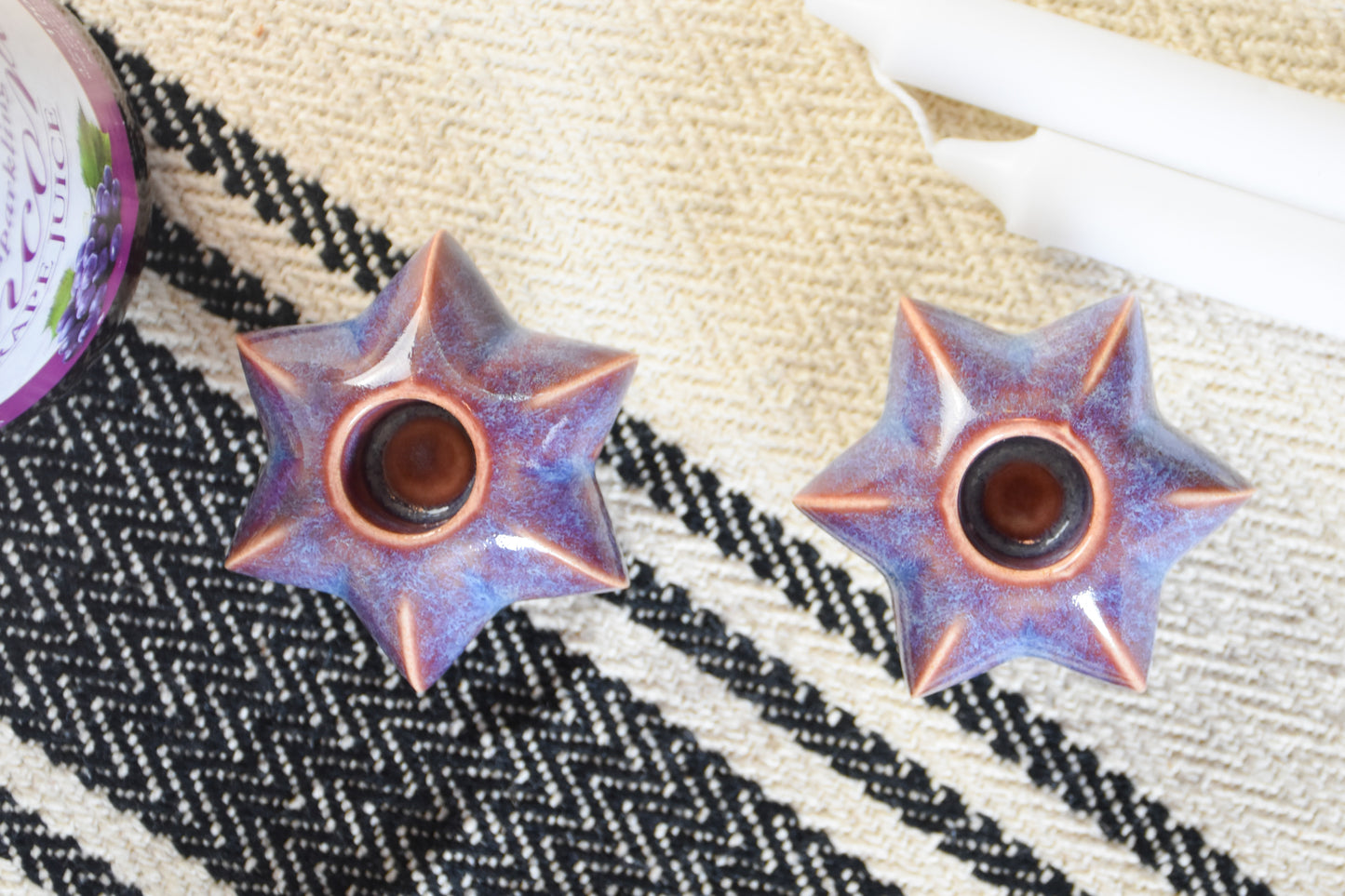 Shabbat Candle Pair - Ultraviolet