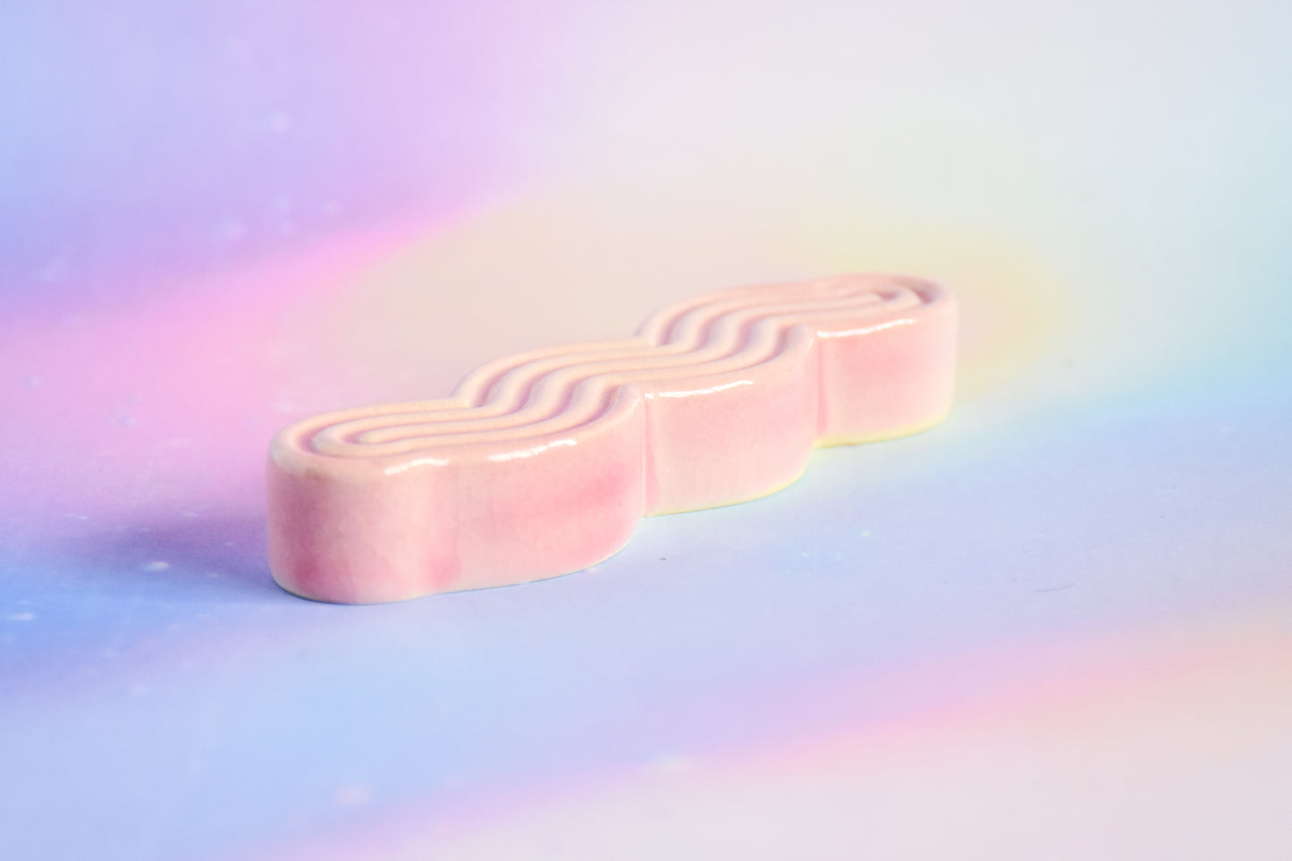 Handmade ceramic mezuzah titled 'Squizuzah Mezuzah - Blush Pink' – modern Judaica by Feldi Studios