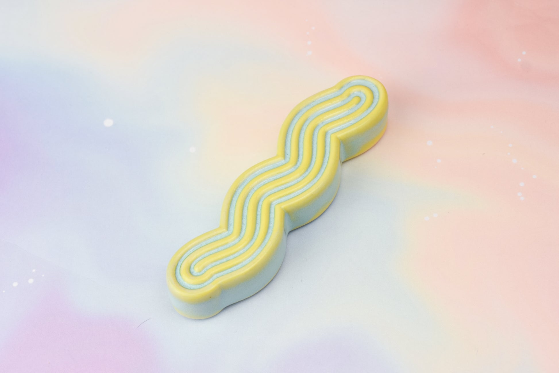 Handmade ceramic mezuzah titled 'Squizuzah Mezuzah - Summer Sky' – modern Judaica by Feldi Studios