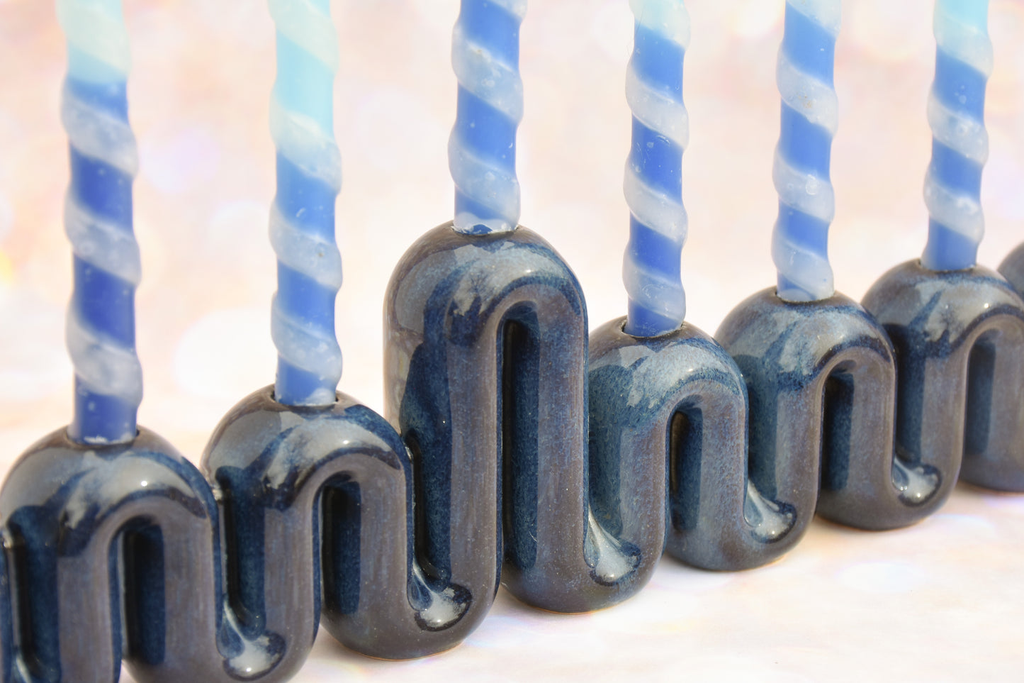 Hanukkah Menorah - Dark Denim