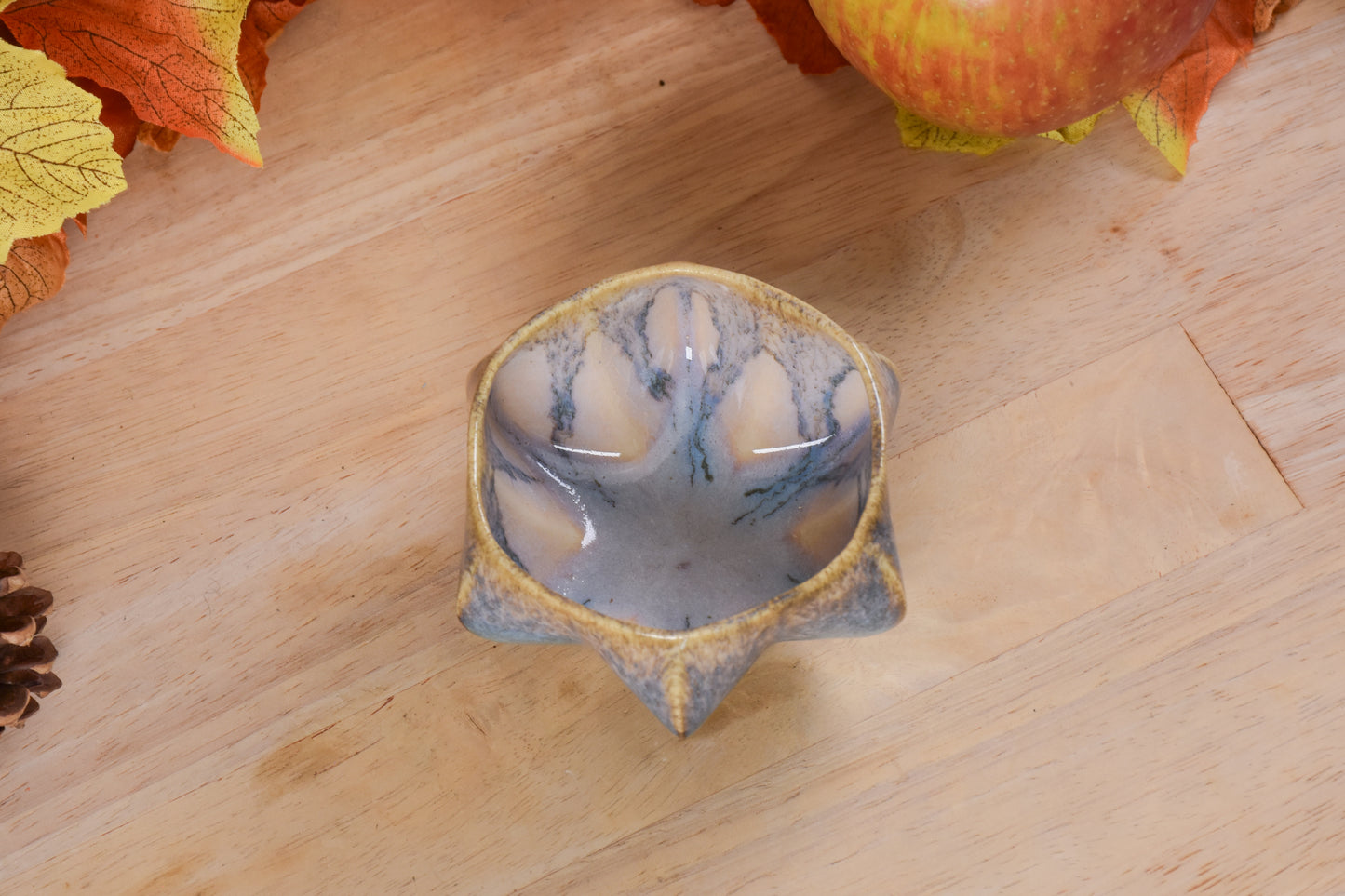 op view of Pom Honey Pot showing interior glaze details that create jewish star shape.