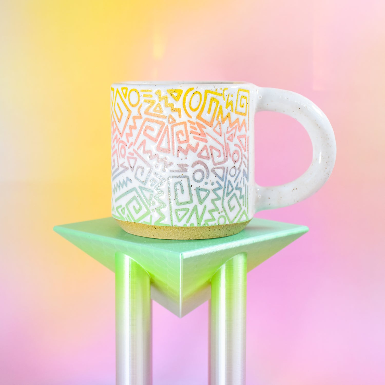 Handmade ceramic mugs titled 'Doodle Mug' – modern Judaica by Feldi Studios