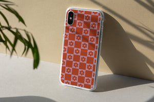 Pink and Red Flower Grid Phone Case