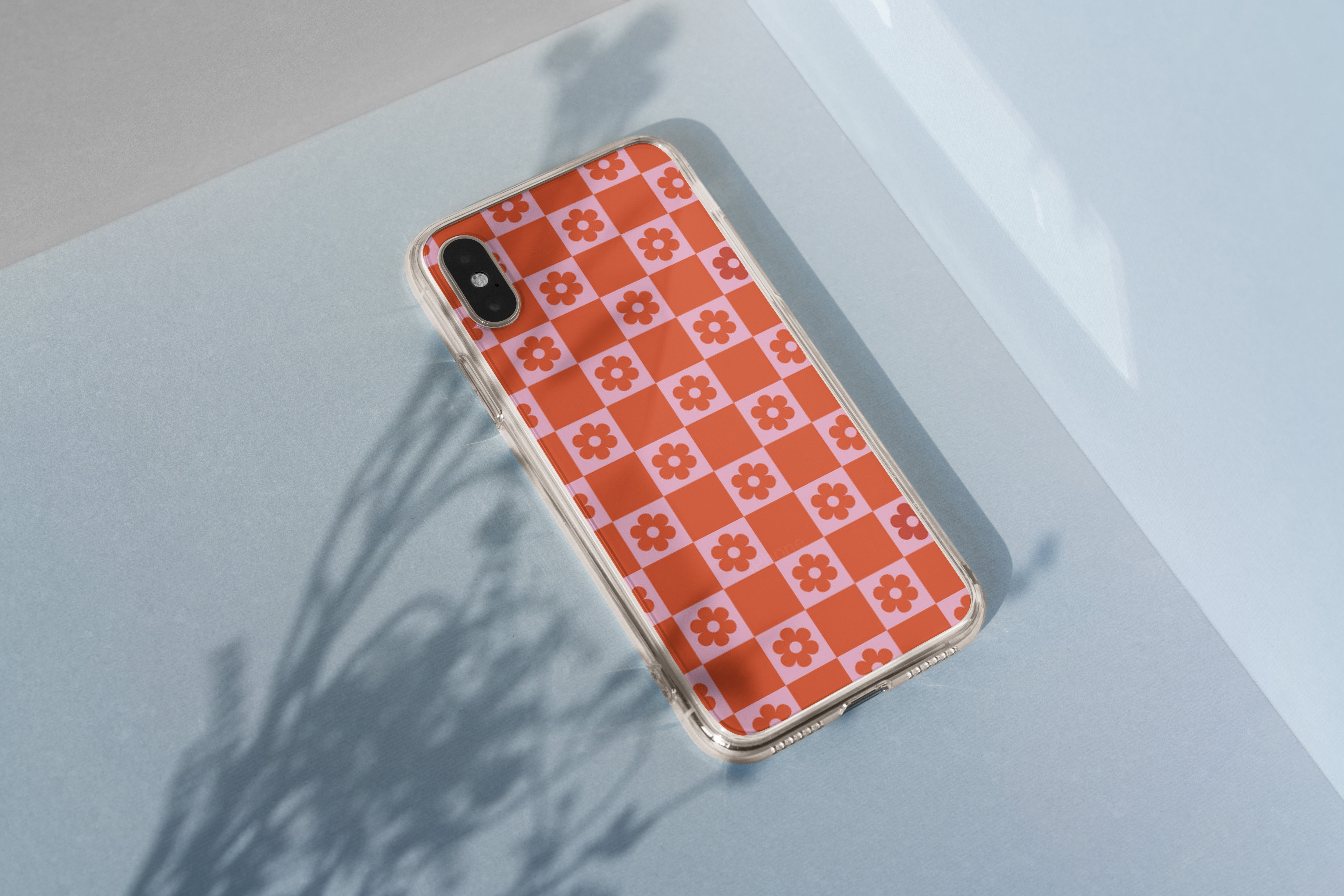Pink and Red Flower Grid Phone Case