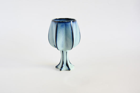 Handmade ceramic kiddush cup titled 'Stemmed Kiddush Cup - Rainbow' â€“ modern Judaica by Feldi Studios