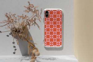 Pink and Red Flower Grid Phone Case