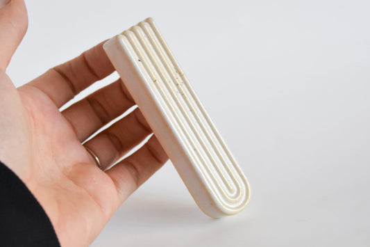 Handmade ceramic mezuzah titled 'Arch Mezuzah - Sunshine Fade' – modern Judaica by Feldi Studios
