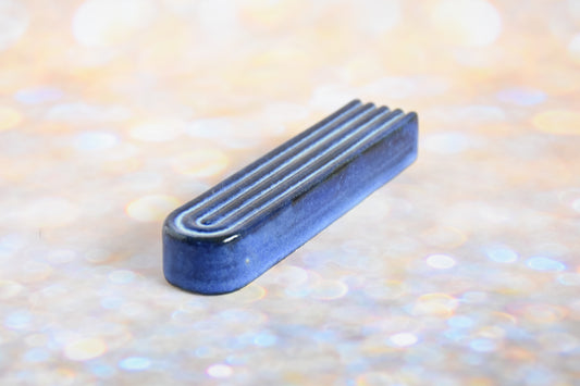 Handmade ceramic mezuzah titled 'Arch Mezuzah - Blue' – modern Judaica by Feldi Studios