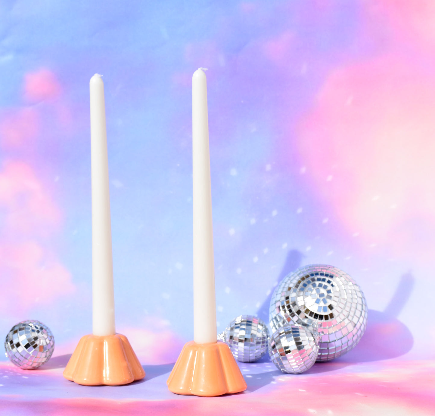 PRE ORDER - Flower Candle Holder, Orange Sherbet