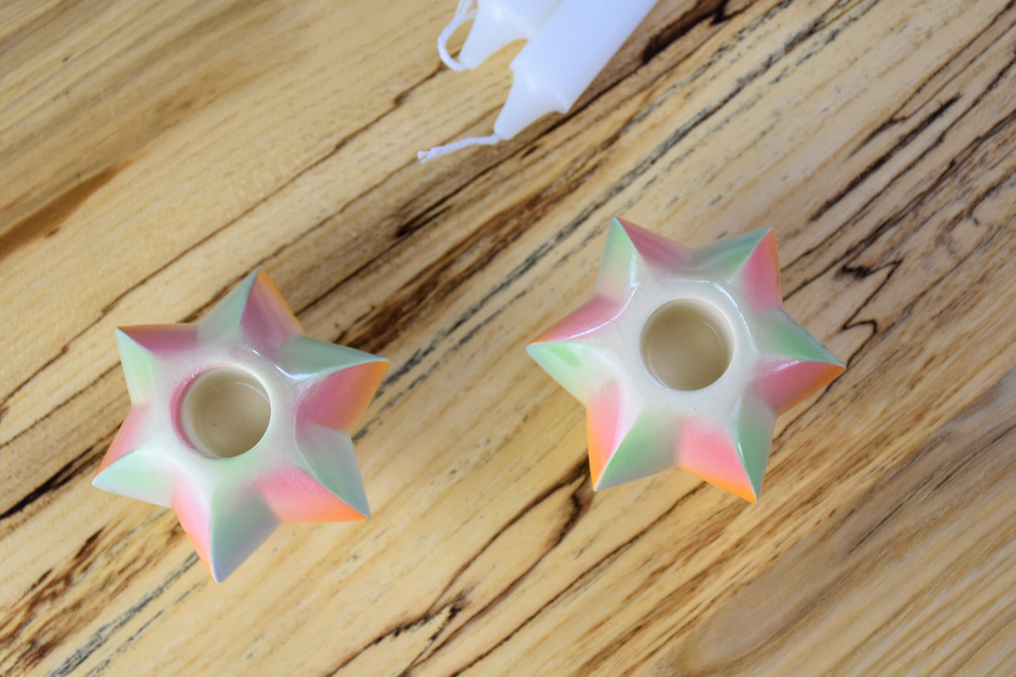 Shabbat Candle Pair - Rainbow