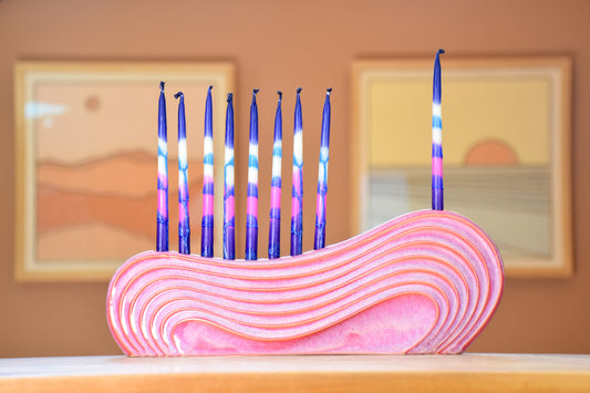 Wave Menorah, Hot Pink