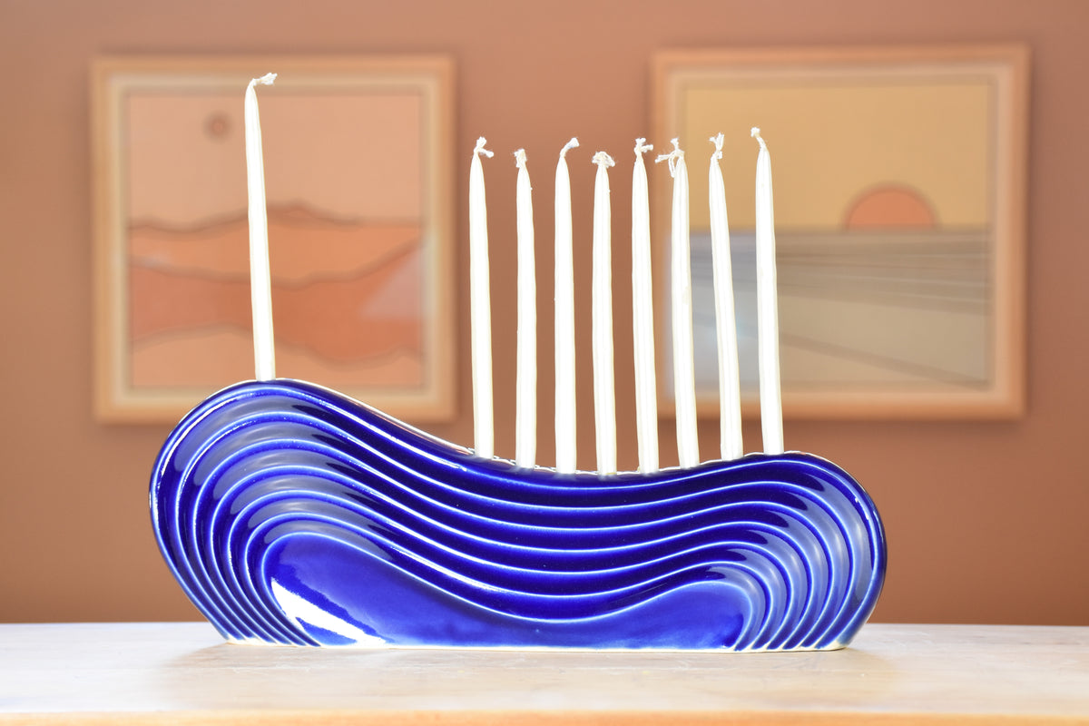 Wave Menorah, Jewcy Blue