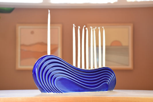 Wave Menorah, Jewcy Blue