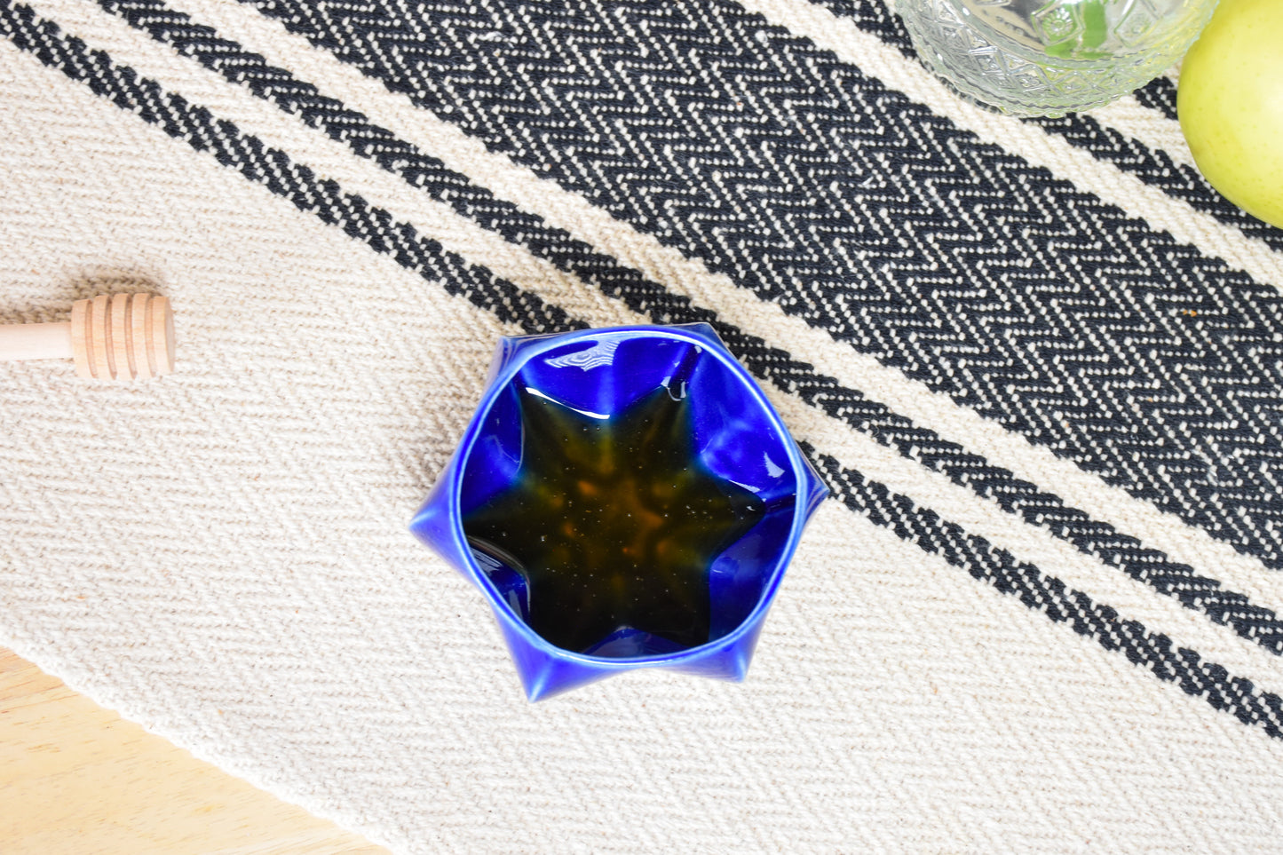 Rosh Hashanah Pom Honey Pot - Jewcy Blue