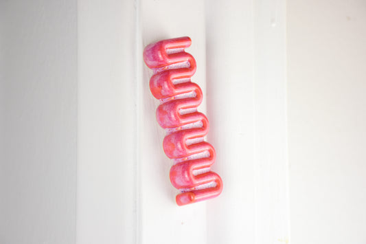 Ribbon Mezuzah - Hot Pink