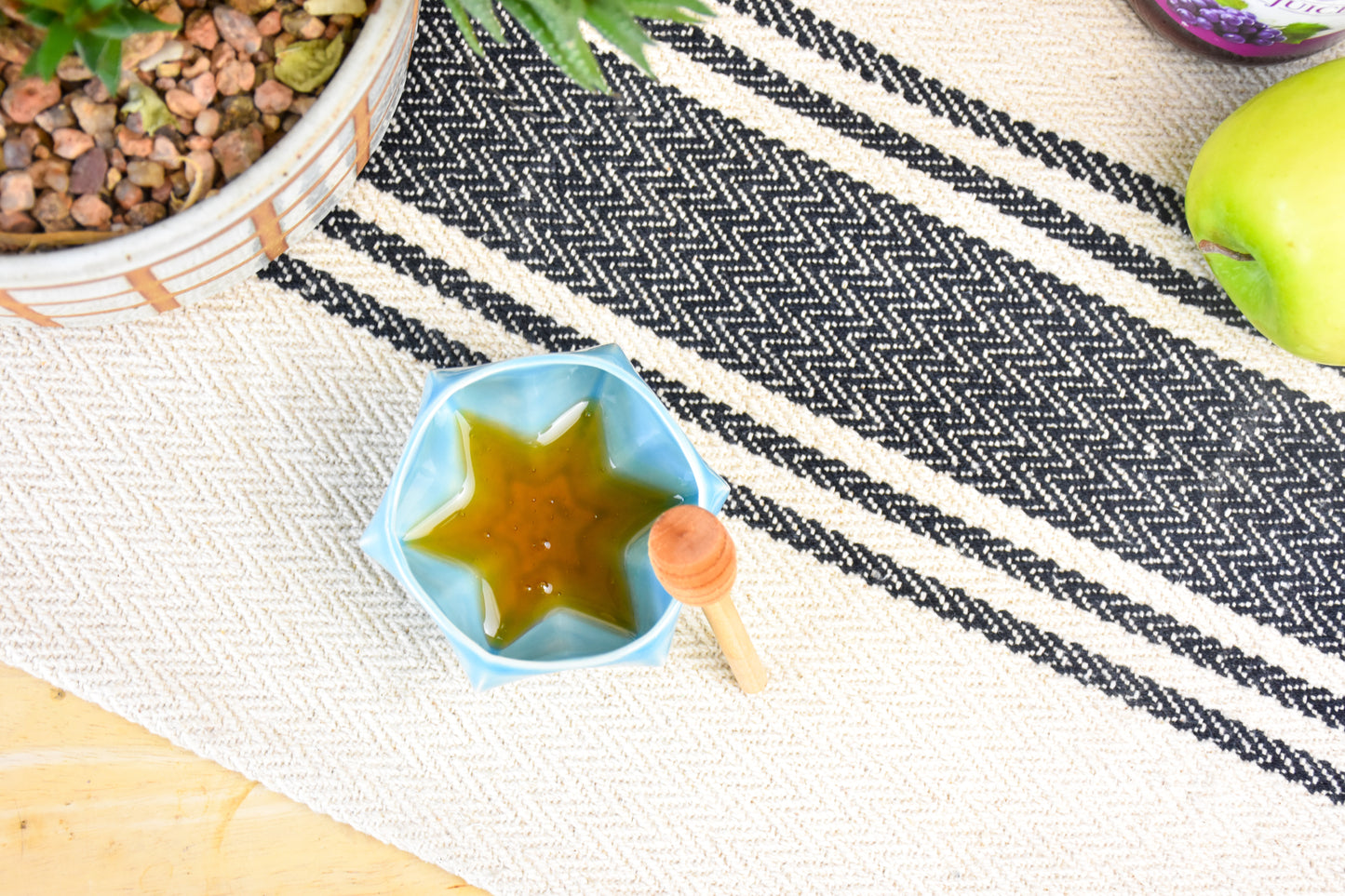 Rosh Hashanah Pom Honey Pot - Aquamarine