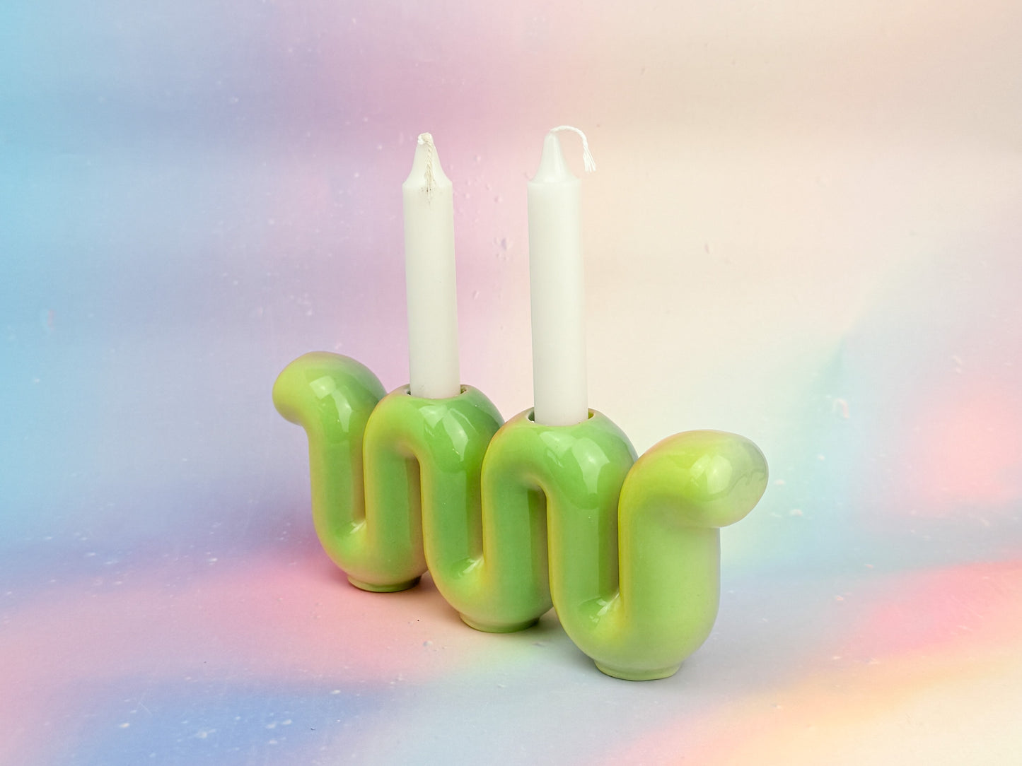 Shabbat Candle Holder - Rainbow Sherbet