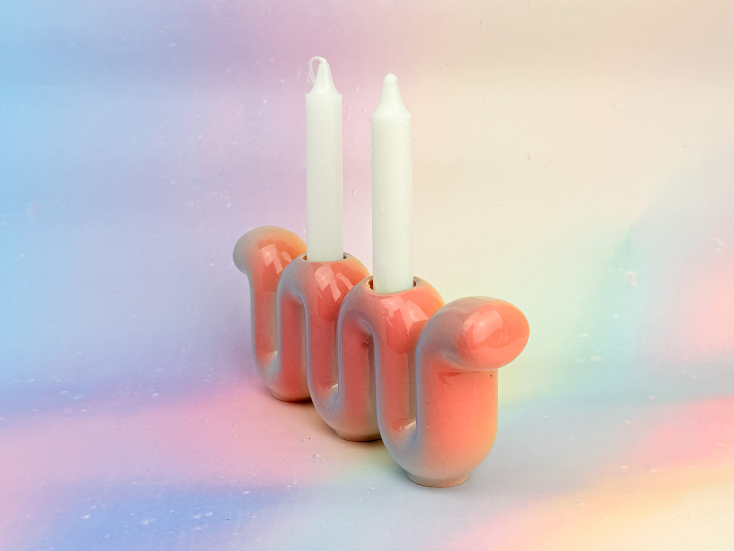 Shabbat Candle Holder - Rainbow Sherbet