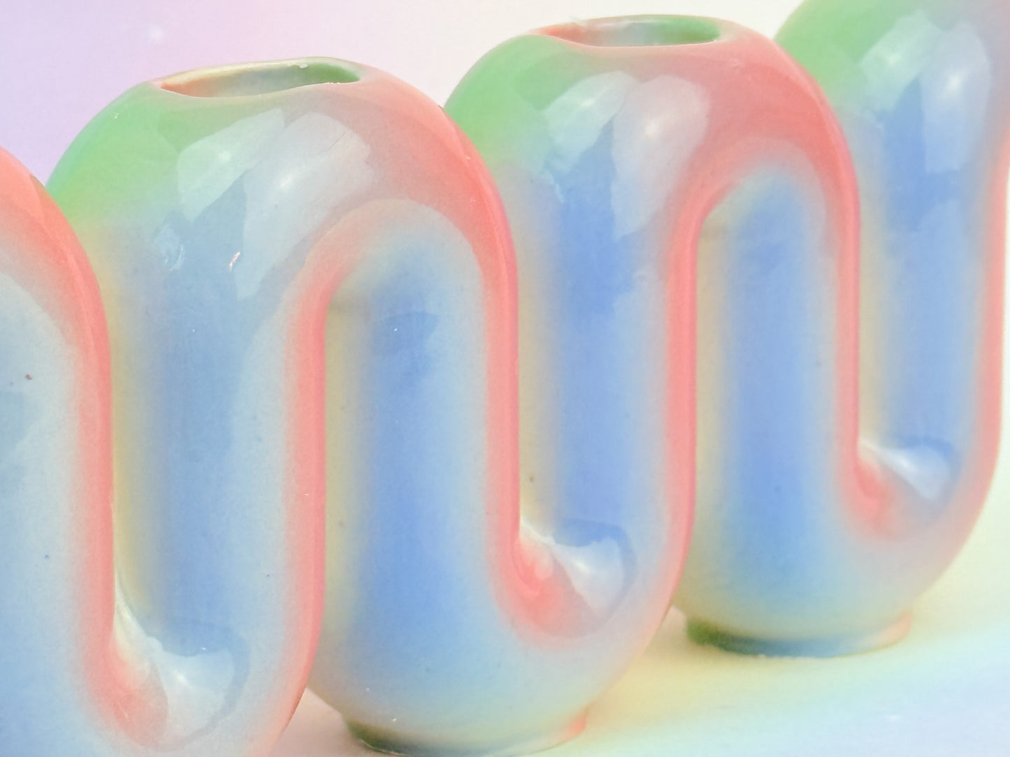 Shabbat Candle Holder - Rainbow Sherbet