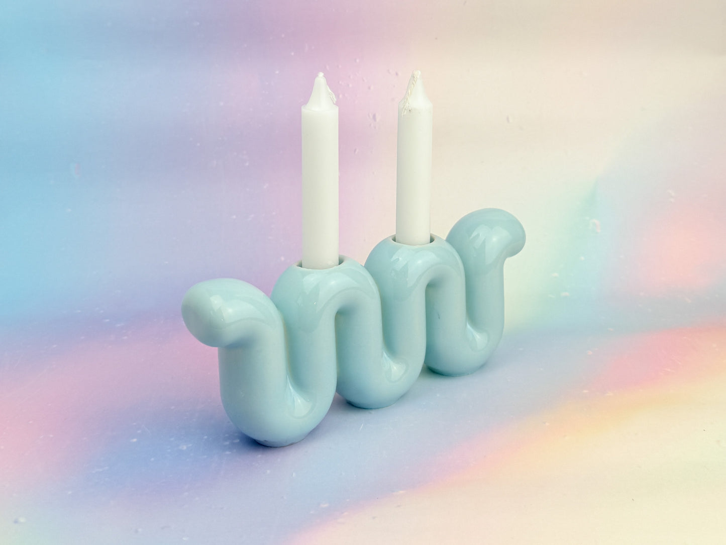 Shabbat Candle Holder - Baby Blue