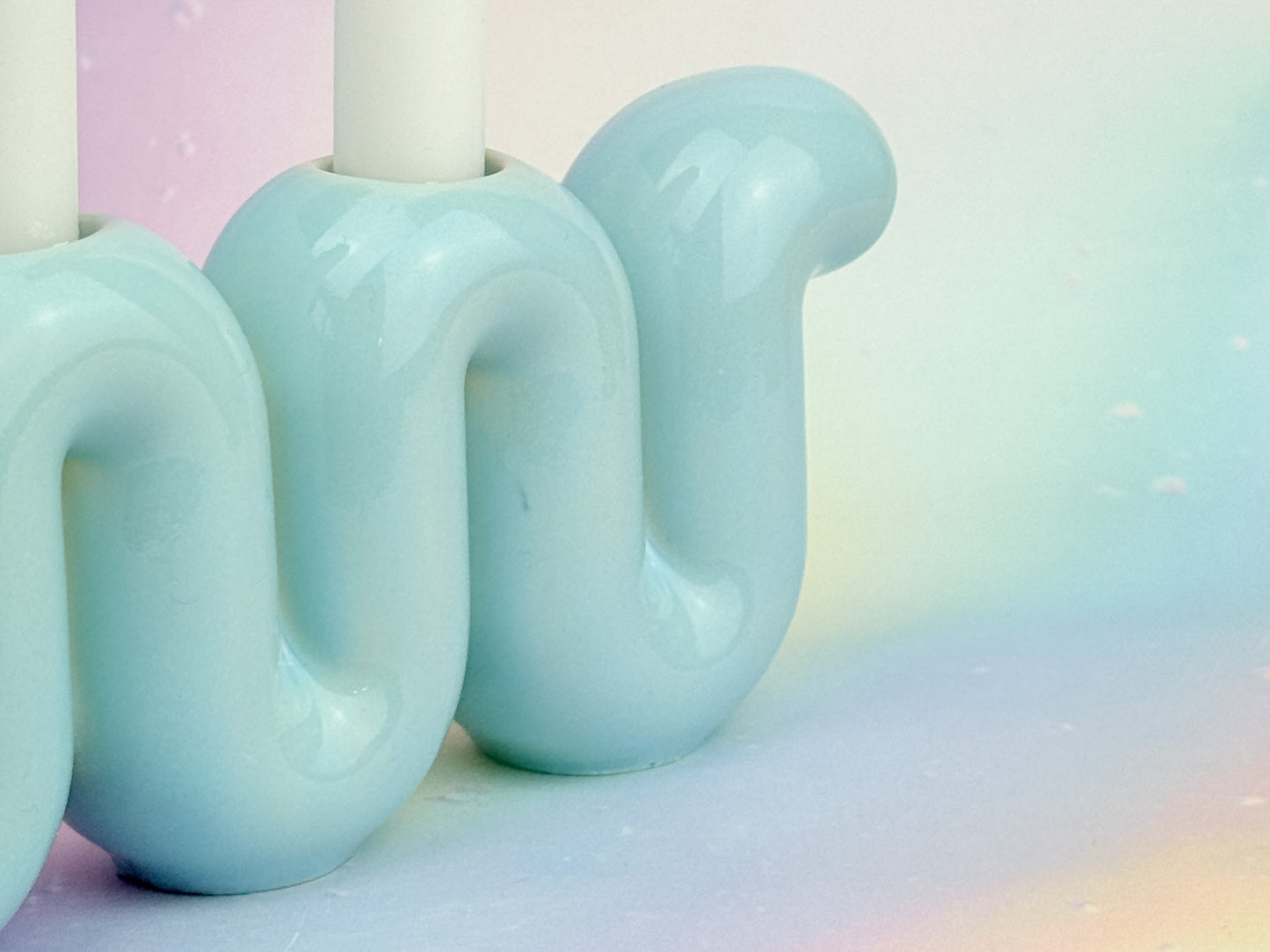 Shabbat Candle Holder - Baby Blue