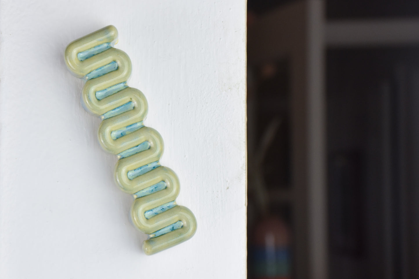 Ribbon Mezuzah - Blue and White