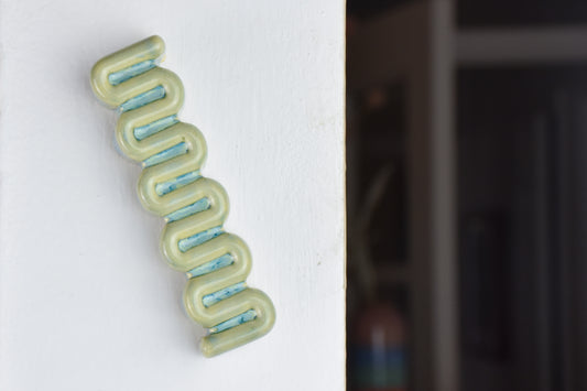 Ribbon Mezuzah - Blue and White