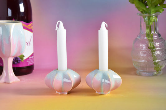 Shabbat Candle Pair - Cotton Candy