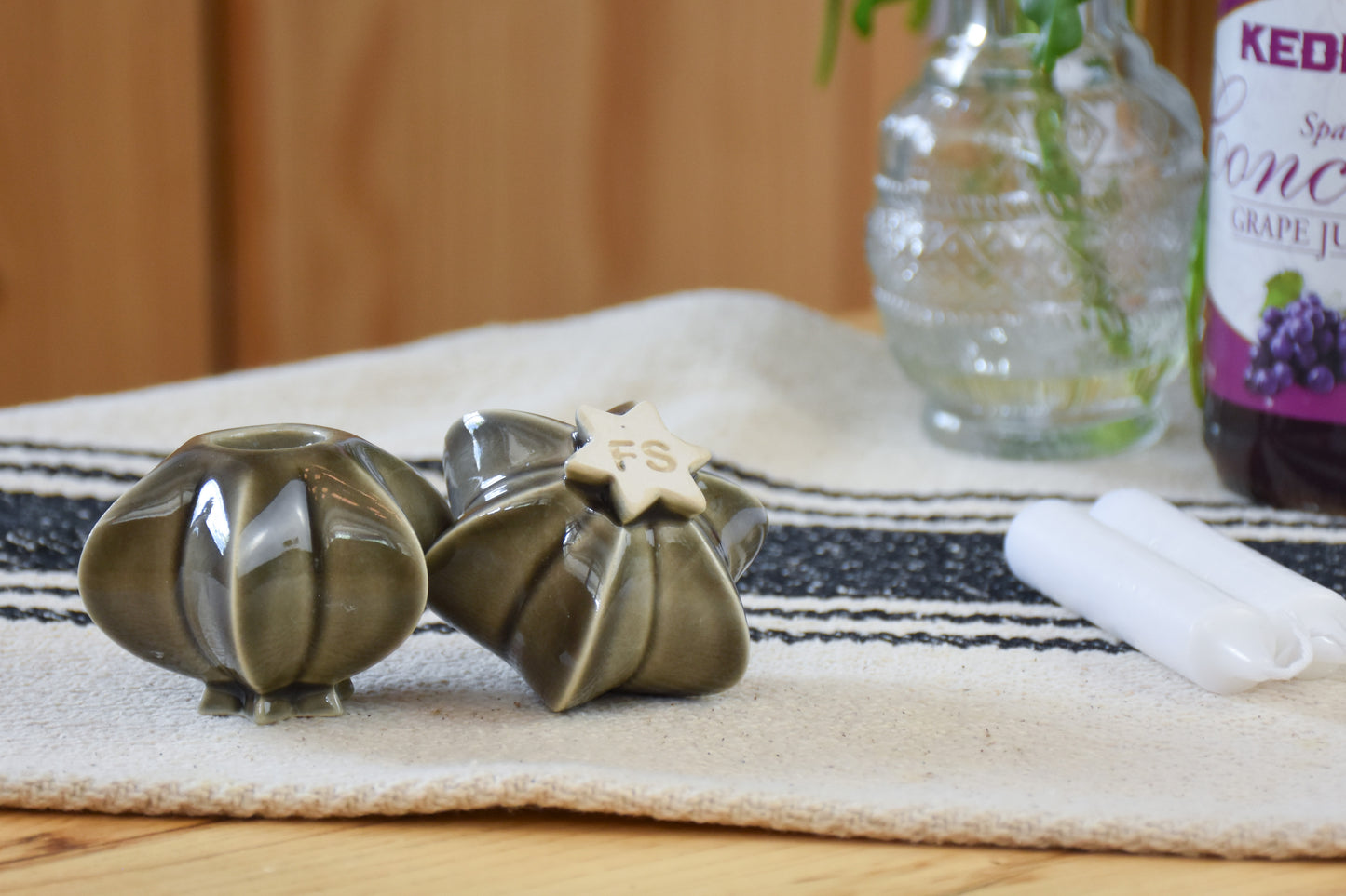 Shabbat Candle Pair - Fog