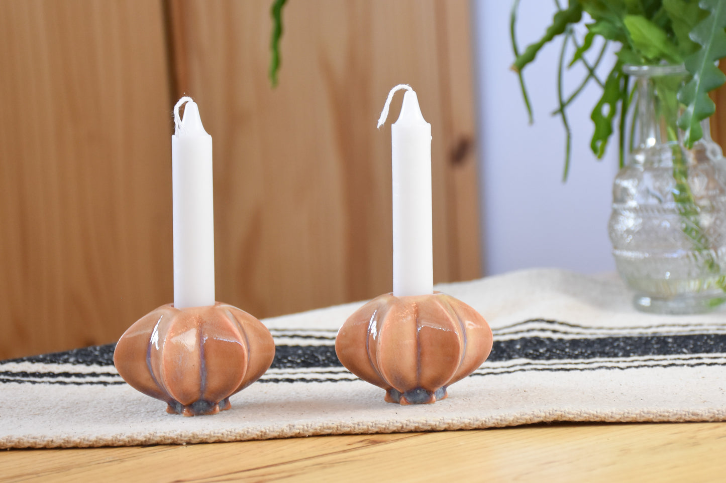 Shabbat Candle Pair - Peaches and Cream