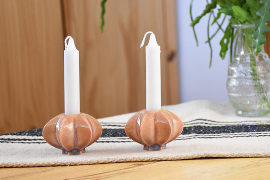 Shabbat Candle Pair - Peaches and Cream